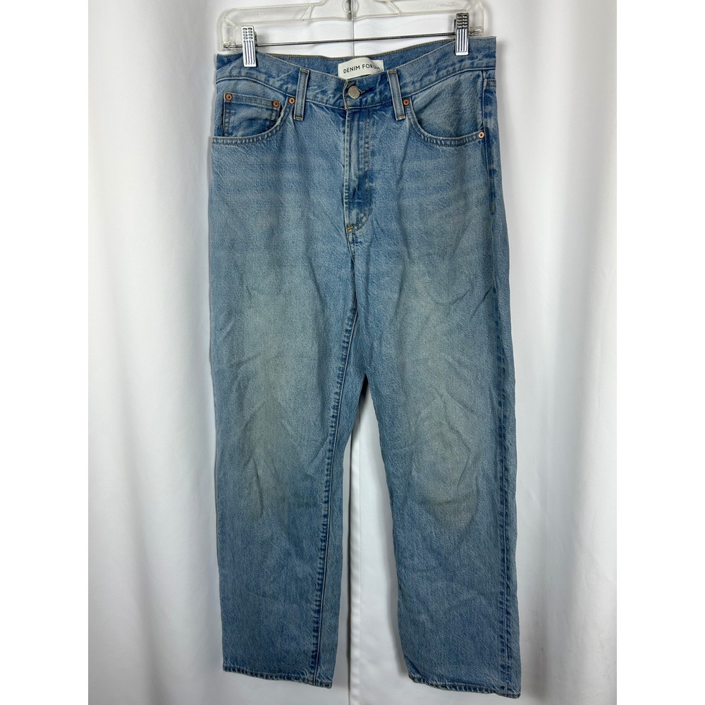 Denim Forum The 90s So-Soft Hi-Rise Baggy Jeans Light Wash Blue Size 28